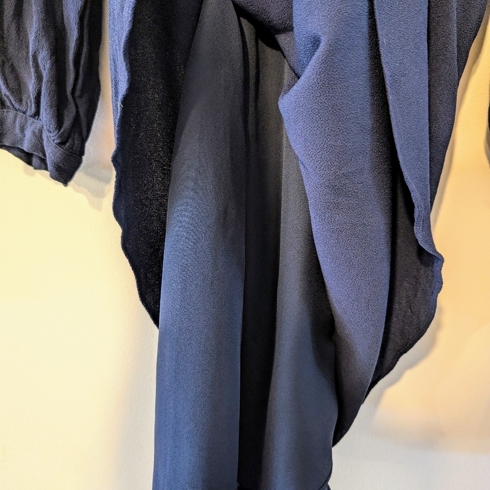 Whistles Pintuck Shirt Dress Navy US 8 Midi Cotton Workwear Quiet Luxury - Picture 5 of 9